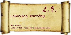 Lebovics Varsány névjegykártya